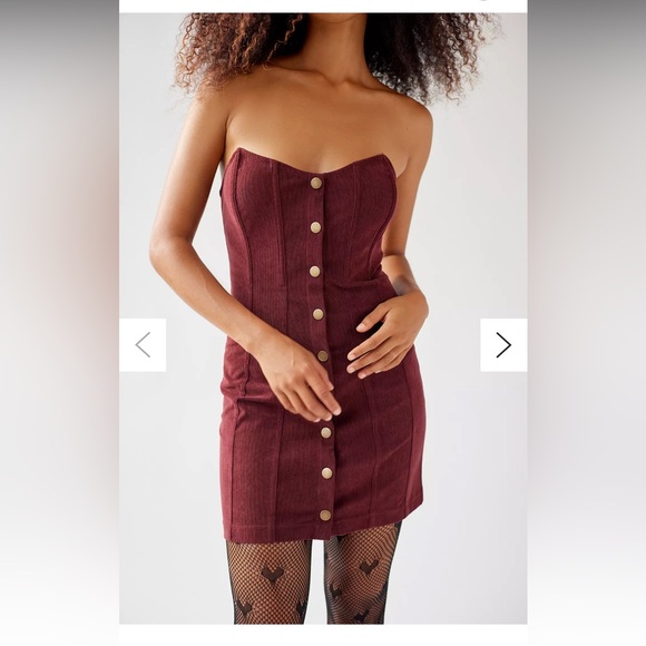 Urban Outfitters Cali Corduroy Corset Mini Dress size medium - Picture 4 of 4